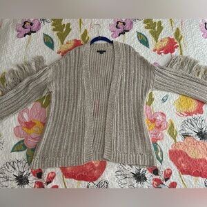 American Eagle Outfitters Open Front Knit Fringe Sleeve Cardigan